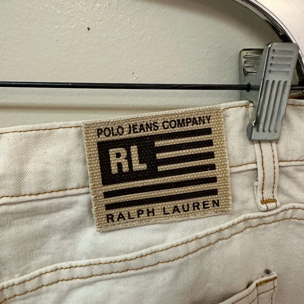 Polo Jeans Co Ralph Lauren Cream Denim Maxi Skirt Front Slit Size 6 7008WUZ1018
